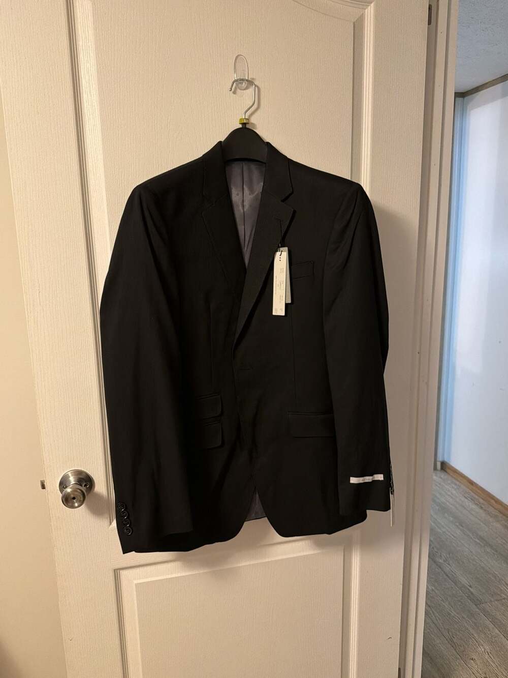 Perry Ellis Portfolio Men's Slim Fit Suit Jacket Black Shadow 37R New